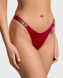 VICTORIA'S SECRET THONGI Z BŁYSZCZĄCYM LOGO CZERWONE