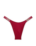 VICTORIA'S SECRET THONGI Z BŁYSZCZĄCYM LOGO CZERWONE
