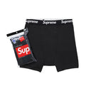 BOKSERKI SUPREME x HANES BOXER BRIEFS BLACK (4 PACK)